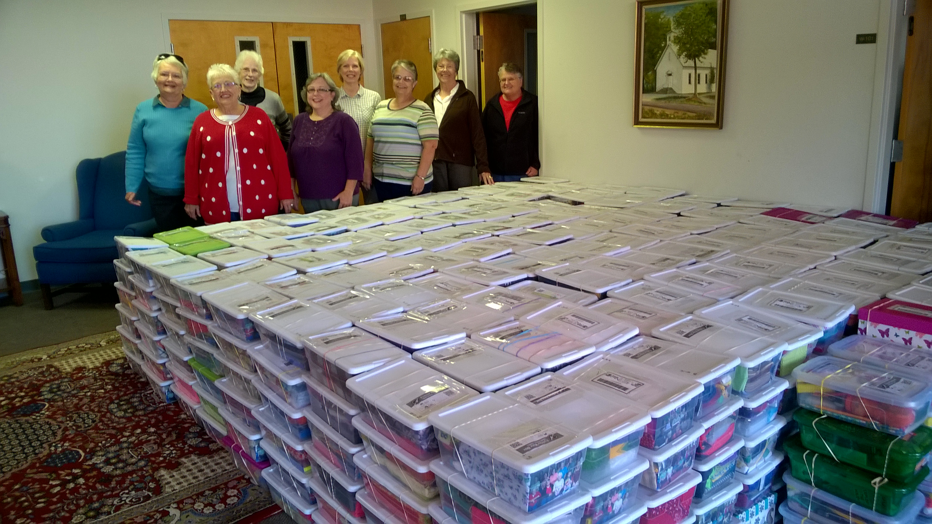 Boxes ready to go to First Baptist.jpg